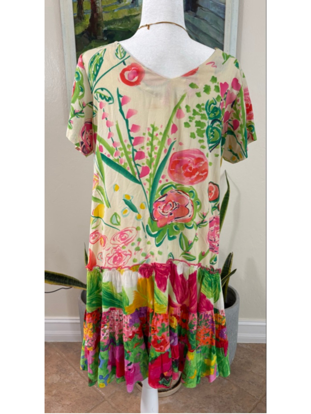 JAMS World VINTAGE 80s Multicolor Floral Print Tiered Dress M iconic brand